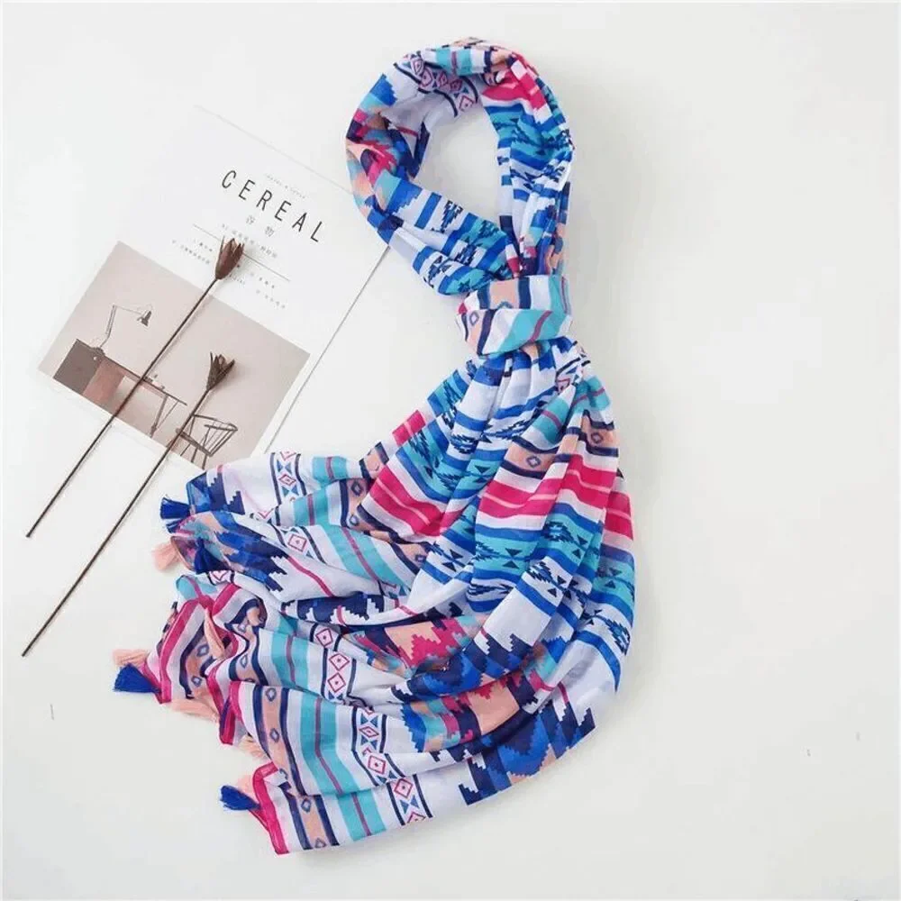 Ladies Blue Aztec Print Scarf